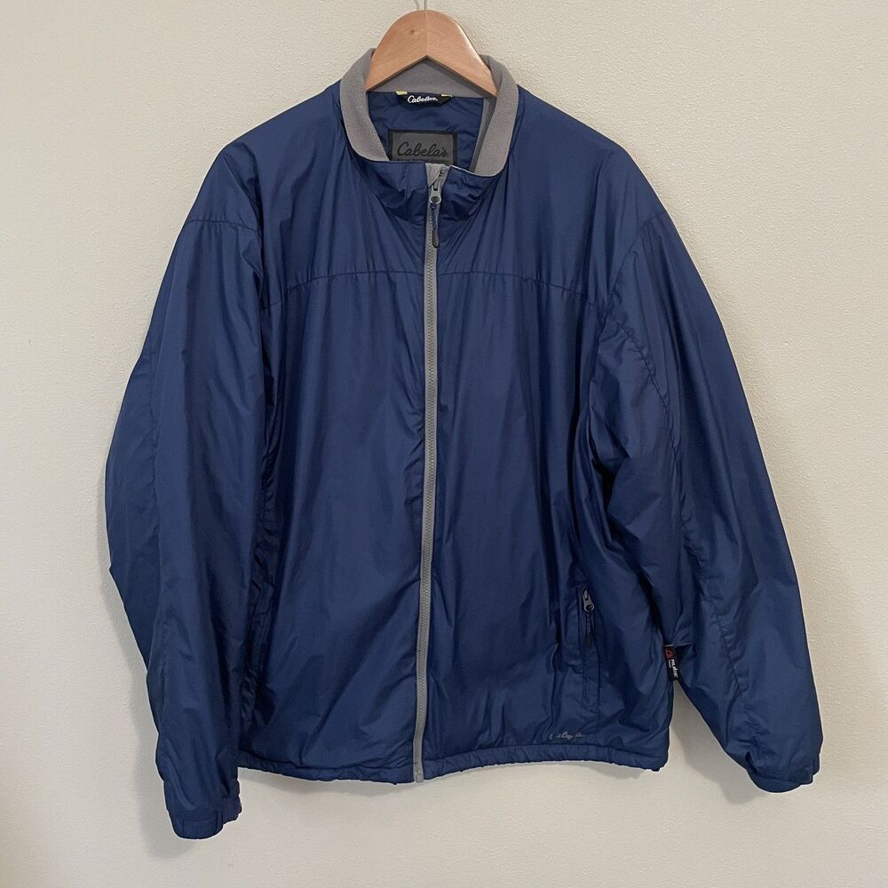 Cabela's Jacket Men's XL Full Zip Long Sleeve Windbreaker Polartec Navy Blue